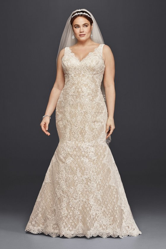 Plus Size Lace Trumpet Wedding Dress 8CWG747 [8CWG747]