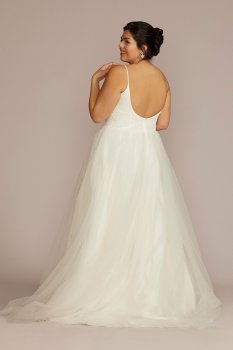 Basque Waist Lace Bodice Tall Plus Wedding Dress DB Studio 4XL9WG4069