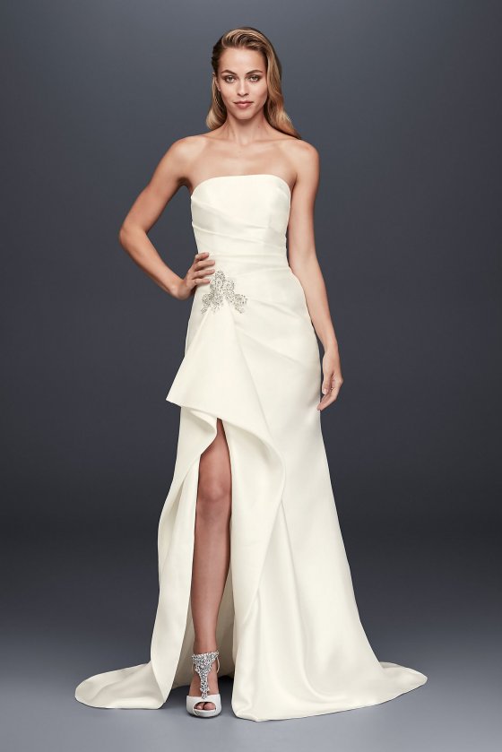 Mikado Sheath Wedding Dress with Slit Skirt SWG788 [SWG788]