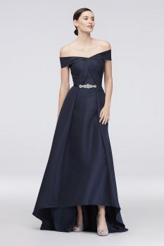 Embellished Waist Off-the-Shoulder Satin Ball Gown Truly Zac Posen ZP281819