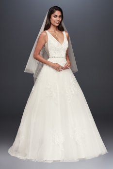 Mikado and Tulle V-Neck Ball Gown Wedding Dress Collection WG3877