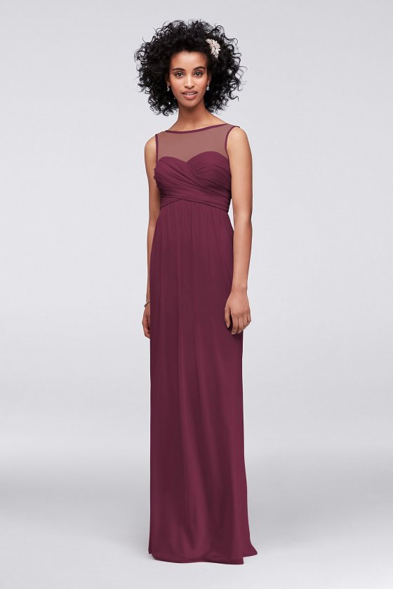 4XLF15927 Extra Length Mesh Dress with Illusion Neckline [4XLF15927]