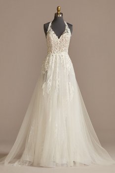 Floral Open Back Bodysuit Tall Wedding Dress Galina Signature 4XLMBSWG841