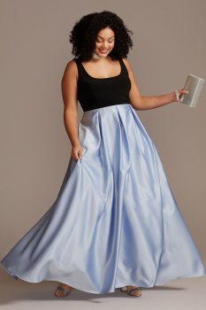 Satin Skirt Plus Size Gown with Illusion Sides 2176BNW