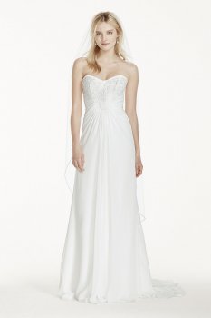 Strapless Chiffon Sheath Wedding Dress with Lace Collection WG3746
