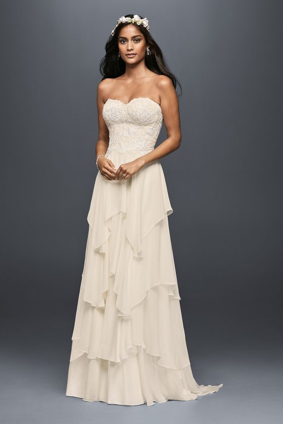Tiered Chiffon A-Line Wedding Dress MS251178