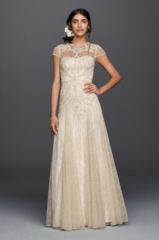 Cap Sleeve Illusion Wedding Dress MS251136