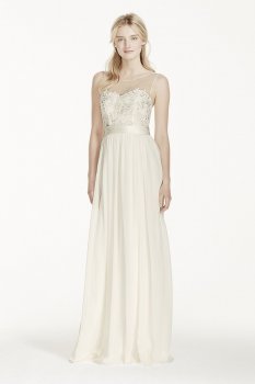 Illusion Tank Chiffon Wedding Dress with Lace Collection MK3747