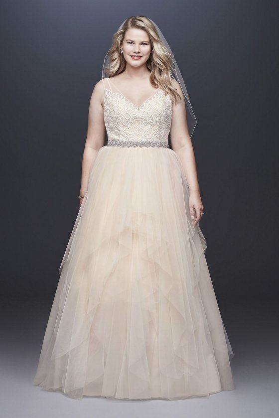 Tulle Plus Size Tank Ball Gown with Layered Skirt 9WG3913 [9WG3913]