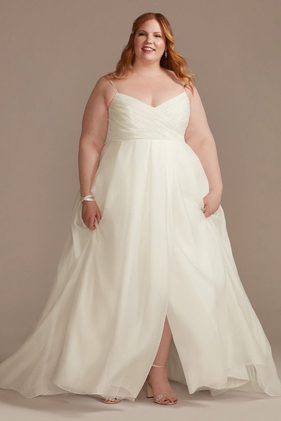 Pleated A-Line Plus Size Wedding Dress with Slit DB Studio 9WG4029