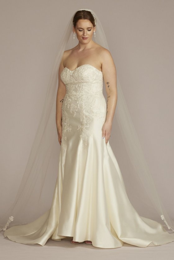 Strapless Drop Waist Plus Size Wedding Dress Oleg Cassini 8CWG934