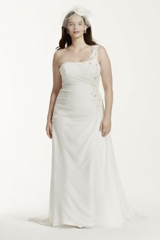One Shoulder Chiffon Plus Size Wedding Dress 9V3398