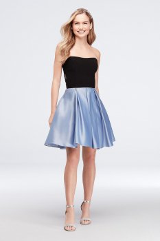 Satin and Jersey Fit-and-Flare Dress with Cutouts 607BN