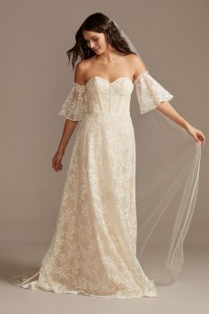 Corset Lace Wedding Dress with Removable Sleeves MS161231