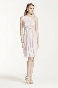 One Shoulder Short Dress with Illusion Neckline F15607