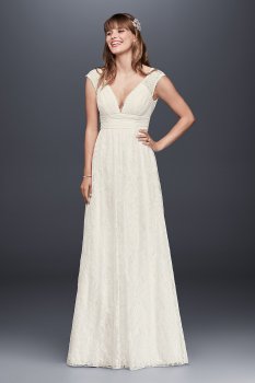 Lace Sheath Wedding Dress with Illusion Cap Sleeve KP3820