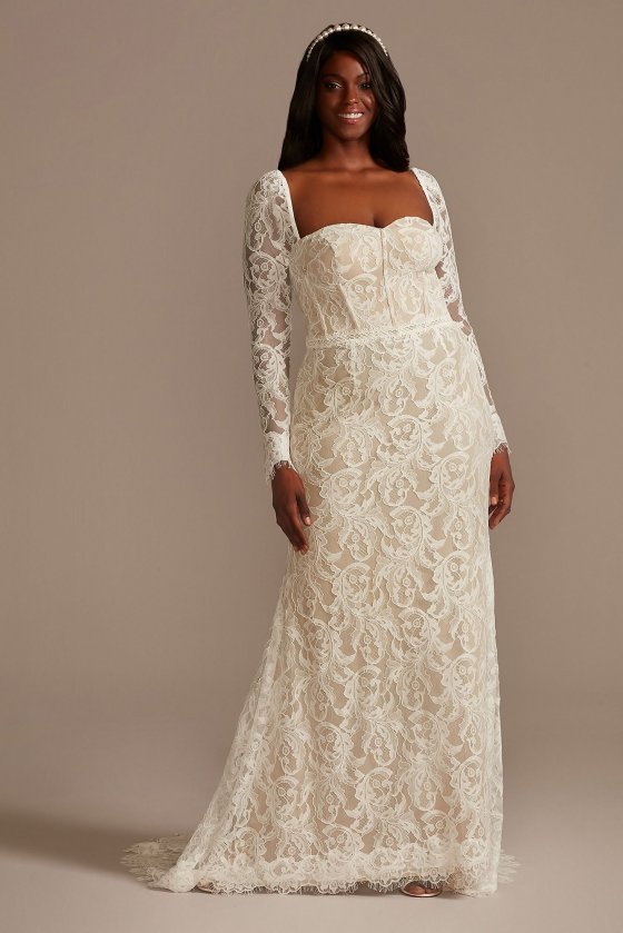 Detachable Sleeves Tall Plus Lace Wedding Dress DB Studio 4XL9WG4020