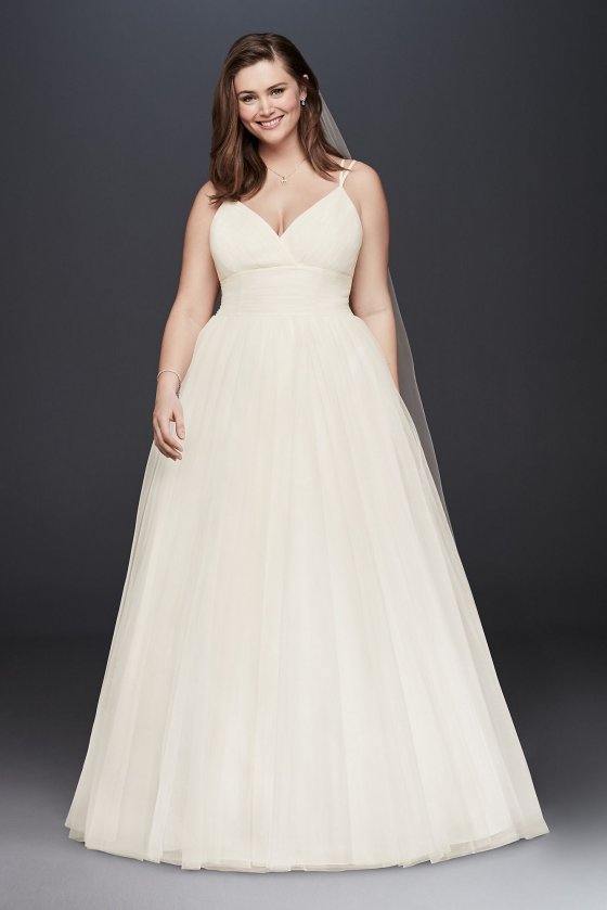 Pleated Tulle Plus Size Ball Gown Wedding Dress Collection 9WG3843
