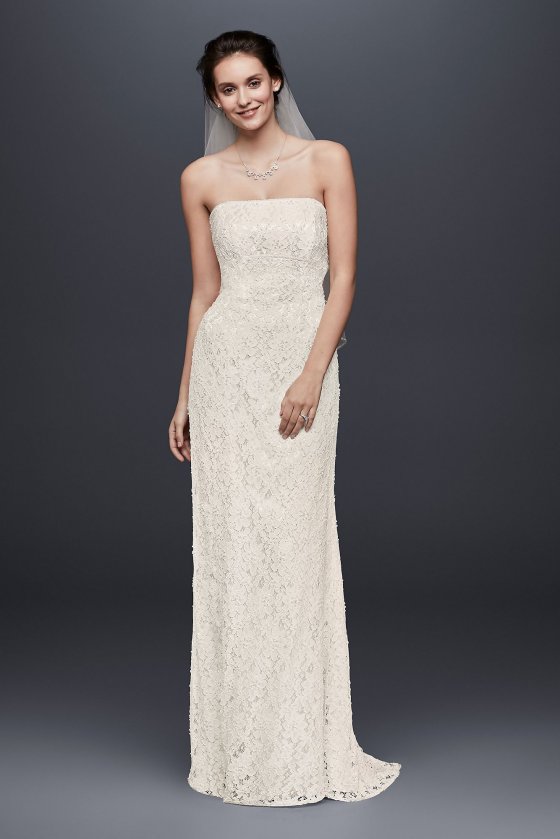 Allover Beaded Lace Sheath Gown with Empire Waist S8551 [S8551]