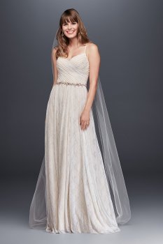 Soft Lace Wedding Dress with Pleated Bodice WG3823
