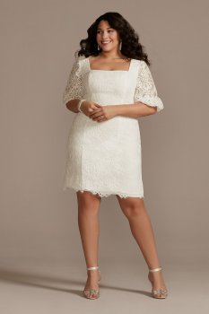 Lace Plus Size Mini Dress with Bubble Sleeve DB Studio 9SDWG0913