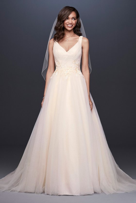 Appliqued Glitter Tulle A-Line Wedding Dress Collection WG3930 [WG3930]