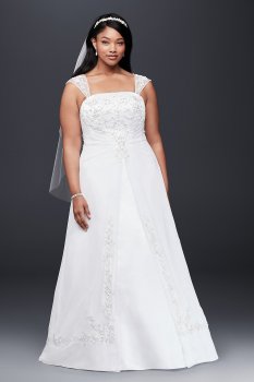 A-Line Plus Size Wedding Dress with Cap Sleeves Collection 9V9010