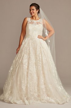 Lace Plus Size Wedding Dress with Pleated Skirt 8CWG780