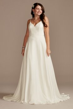 V-Neck Tall Wedding Dress with Beaded Back DB Studio 4XLWG4004DB