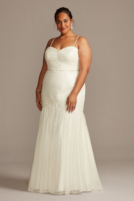 Allover Sequin Corset Petite Wedding Dress 7SWG854