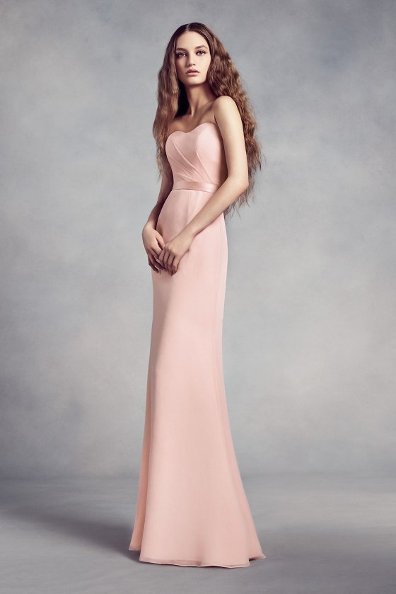 Chiffon Bridesmaid Gown with Lace Back and Inset VW360352 [VW360352]