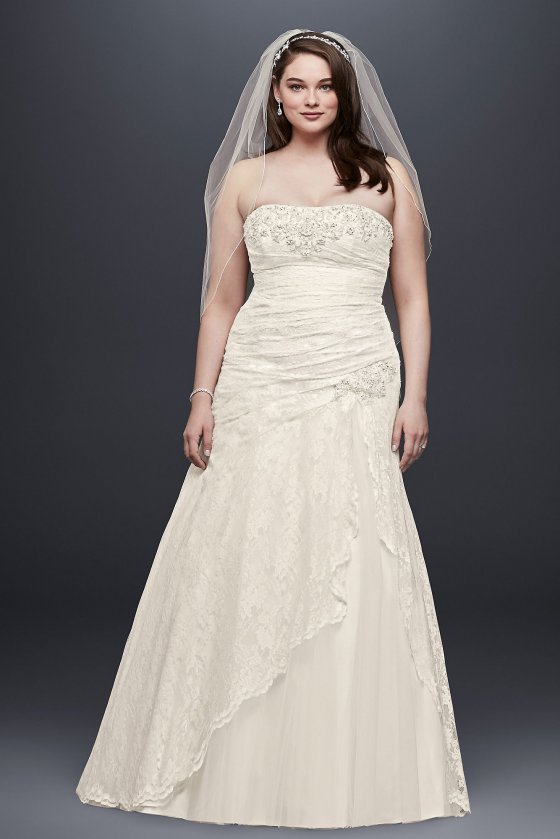 Lace A-line Side Split Plus Size Wedding Dress Collection 9YP3344 [9YP3344]