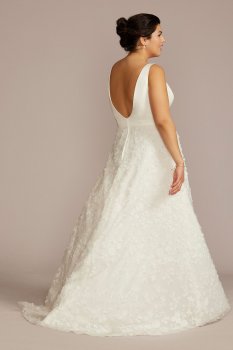 3D Floral Crepe A-Line Plus Size Wedding Dress DB Studio 9WG4068