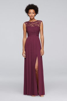 Lace Bridesmaid Dress with Long Mesh Skirt F19328
