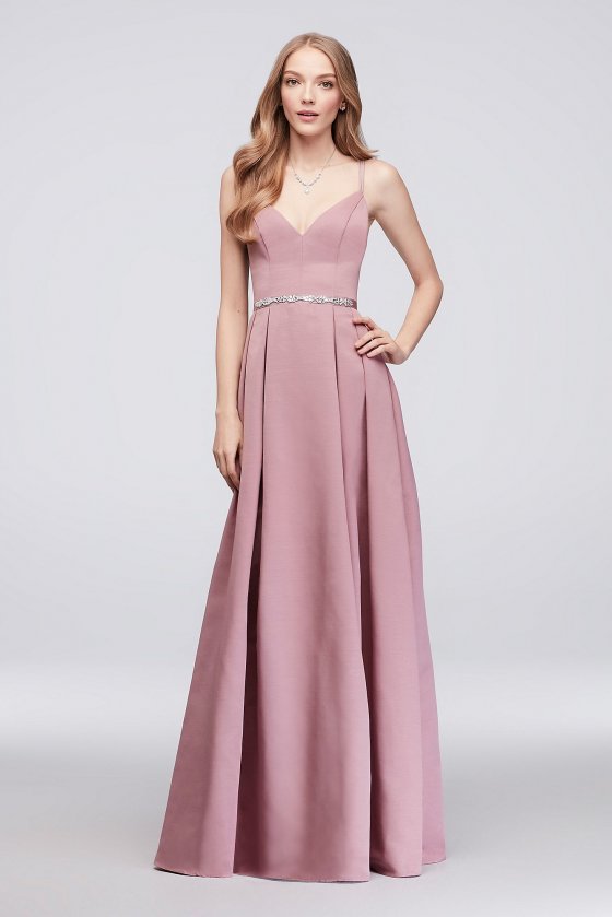 Faille Bridesmaid Ball Gown with Jewel Sash OC290020 [OC290020]