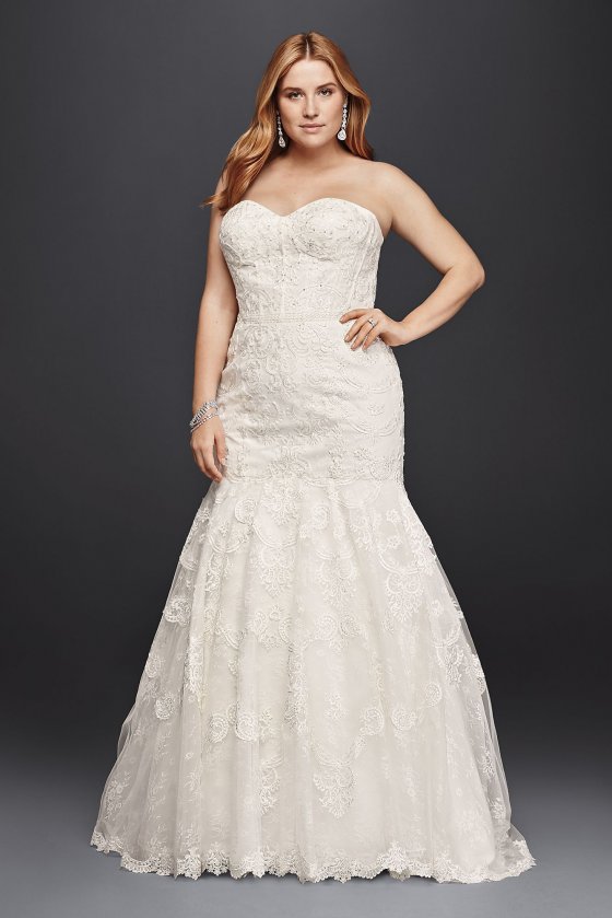 Corset Bodice Mermaid Lace Plus Size Wedding Dress 9SWG755