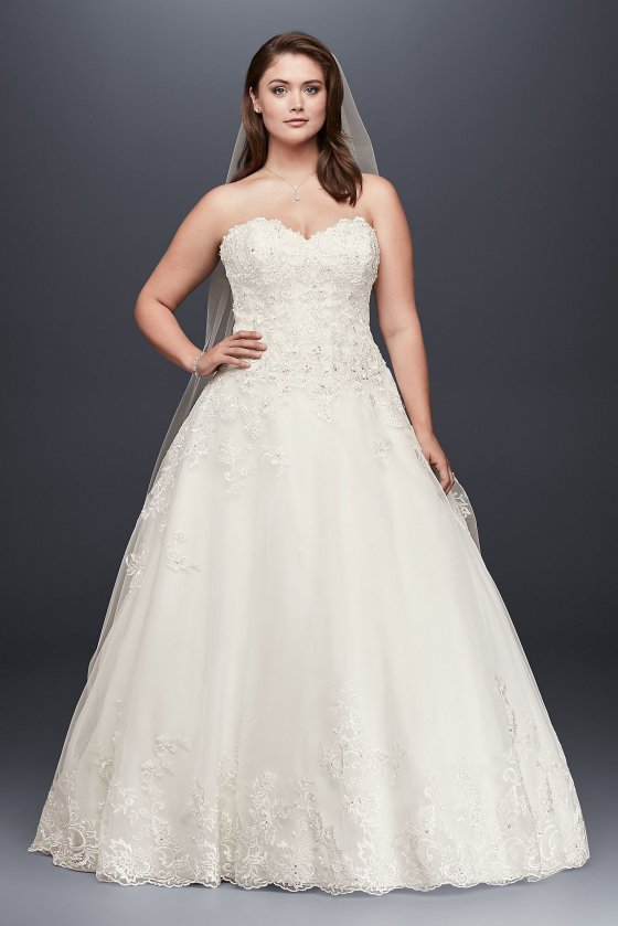 Beaded Lace and Tulle Plus Size Wedding Dress Jewel 9V3836 [9V3836]