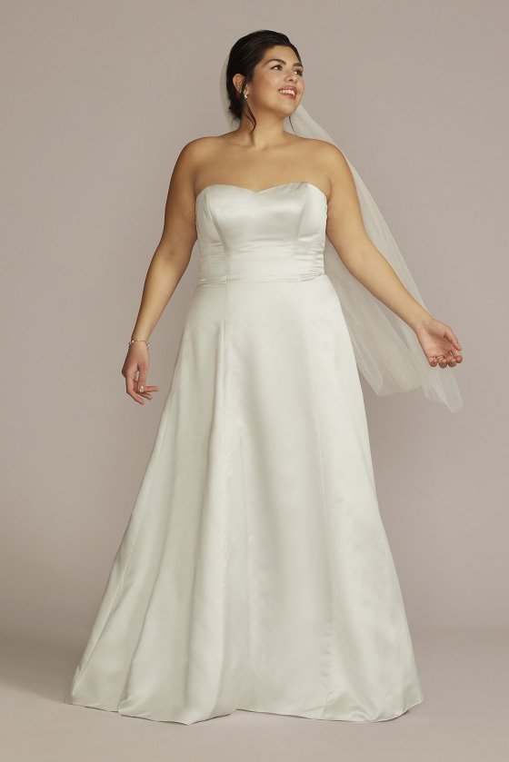 Strapless A-Line Satin Wedding Dress DB Studio BLANKSALINEPLUS