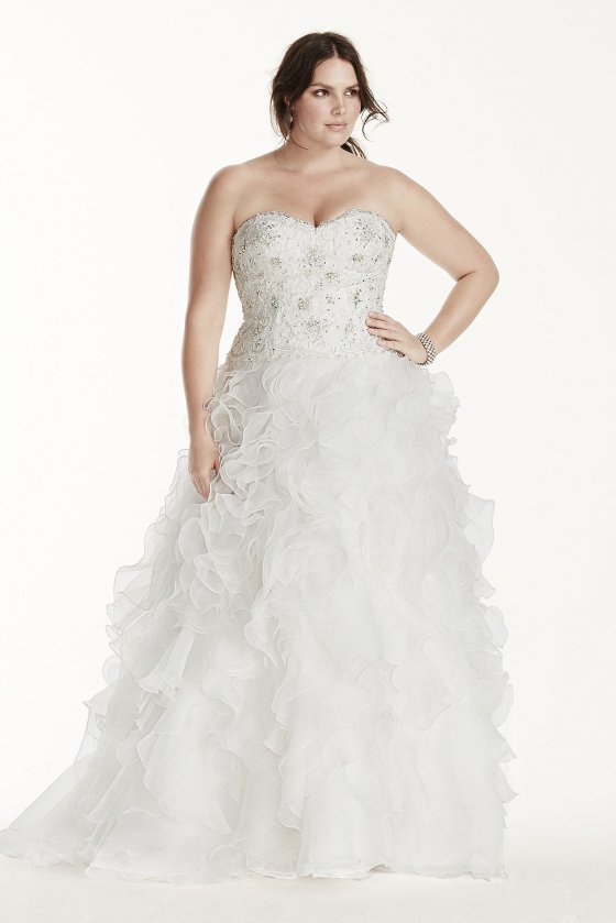 Jewel Organza Plus Size Wedding Dress with Ruffles 9WG3752 [9WG3752]