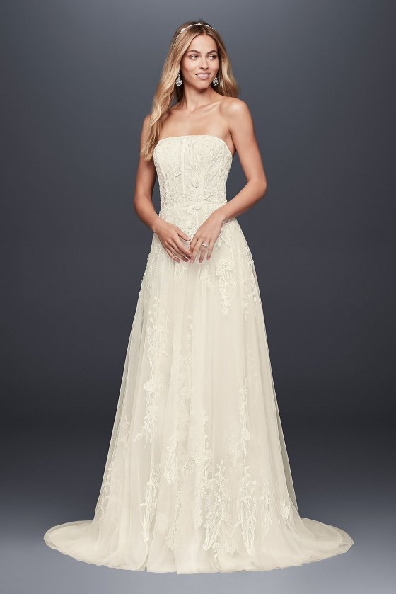 Trailing Floral Lace Wedding Gown with Capelet MS251186 [MS251186]