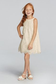 Sleeveless All Over Lace Dress with Scalloped Hem RK1361