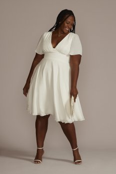 Flutter Sleeve Tea-Length Plus Size Dress DB Studio 9SDWG1047