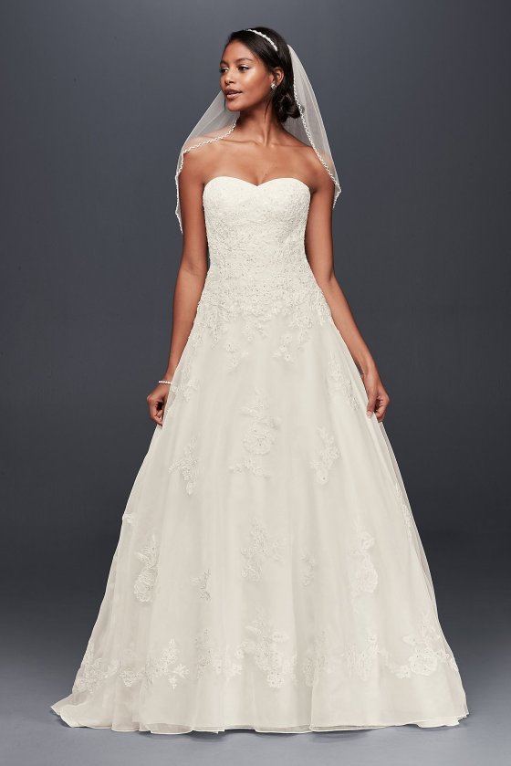 Organza A-Line Wedding Dress with Beaded Appliques Jewel WG3837 [WG3837]