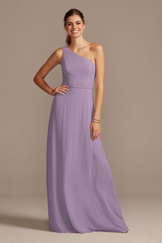 Long Chiffon One Shoulder F20163 Simple Style Bridesmaid Gown [F20163]