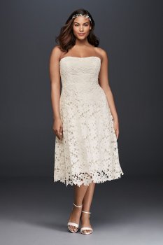 Floral Plus Size Tea Length Wedding Dress 9KP3784
