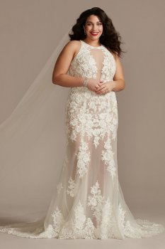 Illusion Keyhole Bodysuit Tall Plus Wedding Dress Galina Signature 4XL9MBSWG843