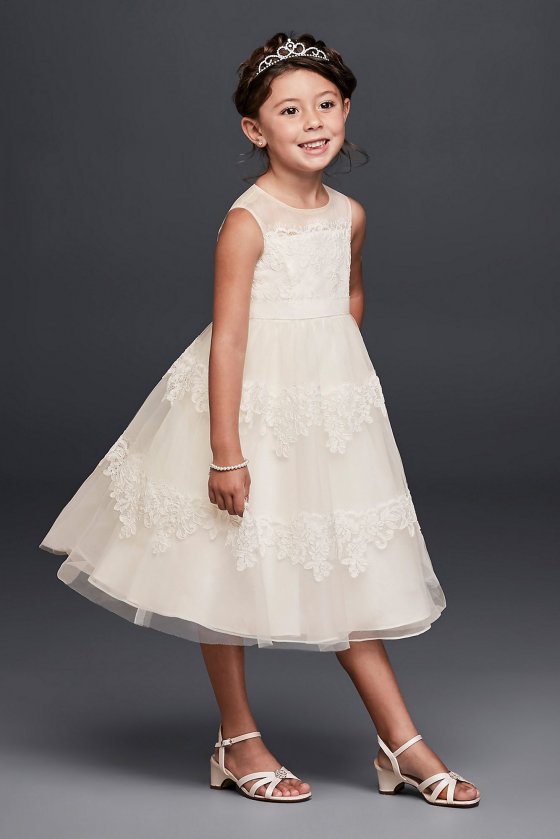 Banded Lace Illusion Flower Girl Dress WG1374 [WG1374]