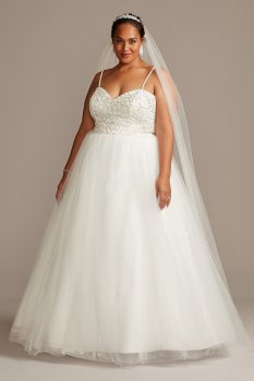 Crystal Floral Bodice Tall Plus Wedding Dress 4XLWG3996