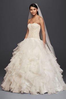 Strapless Ruffled Skirt Wedding Dress CWG568