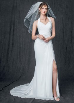 Chiffon Gown with High Slit and Halter Tie Back AI10020513